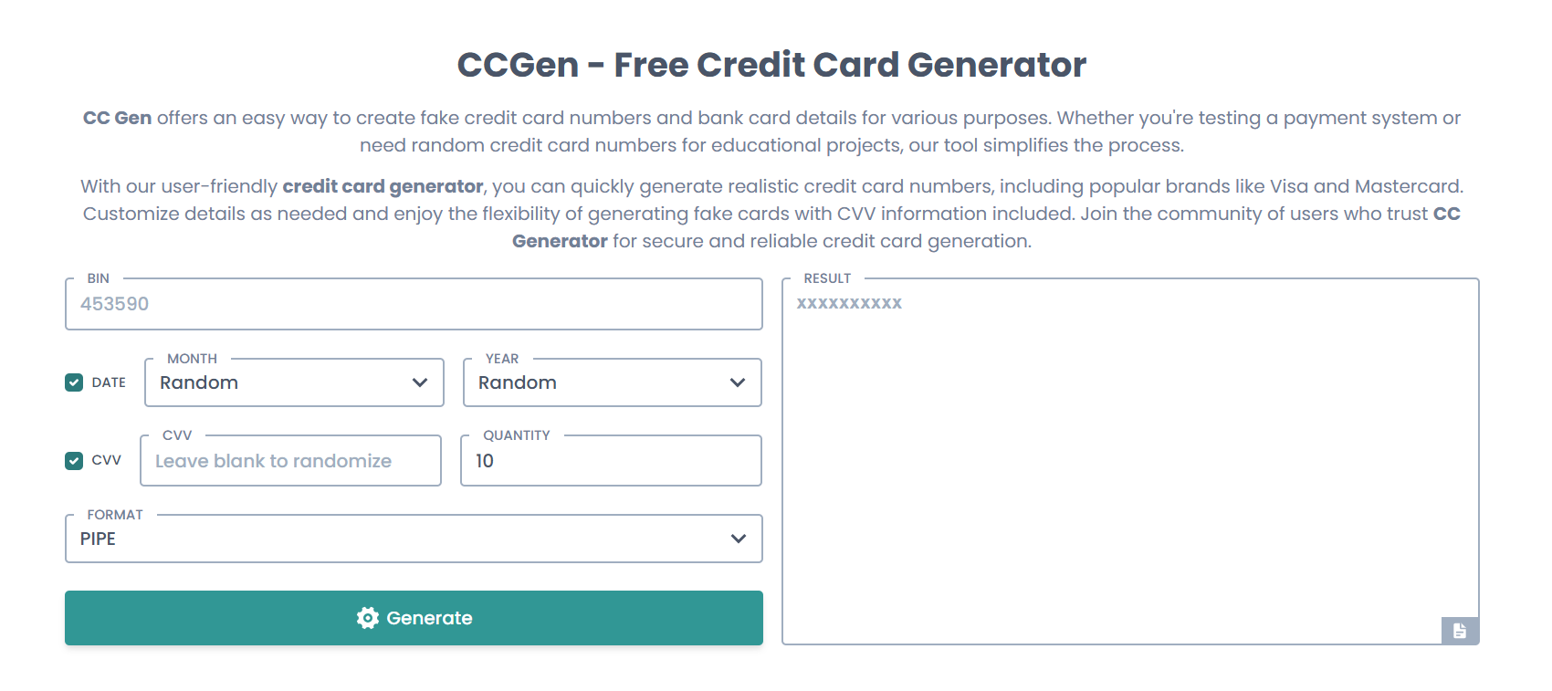 Does CCGen Support Multiple Credit Card Types